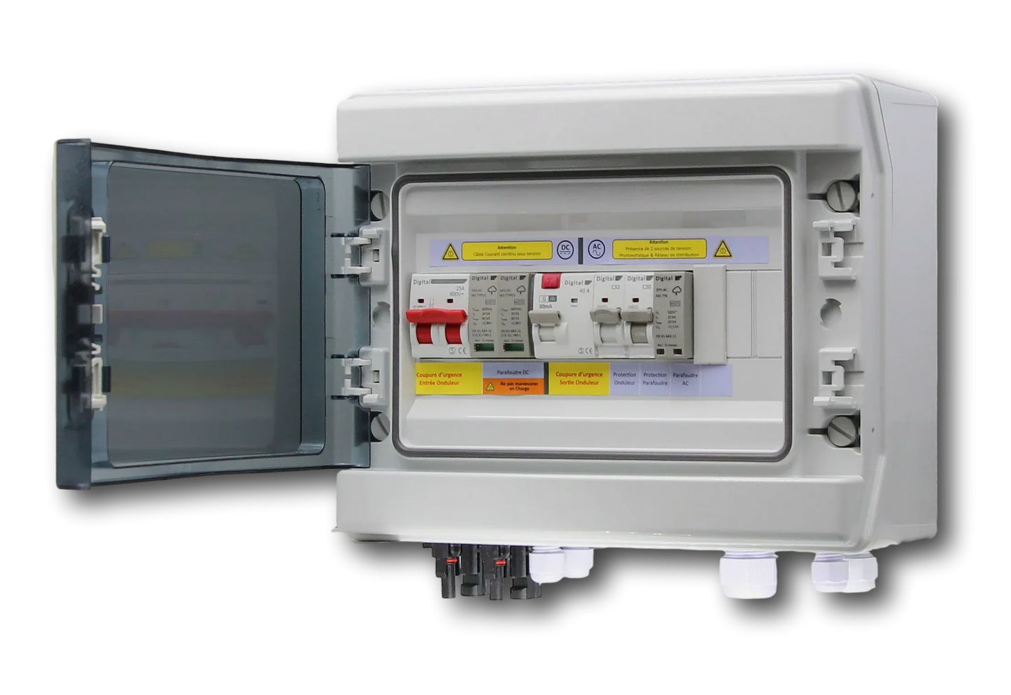 Cuadro eléctrico de protección DC y AC 4,5 kW con interruptores y pararrayos, Digital-Electric Iberica
